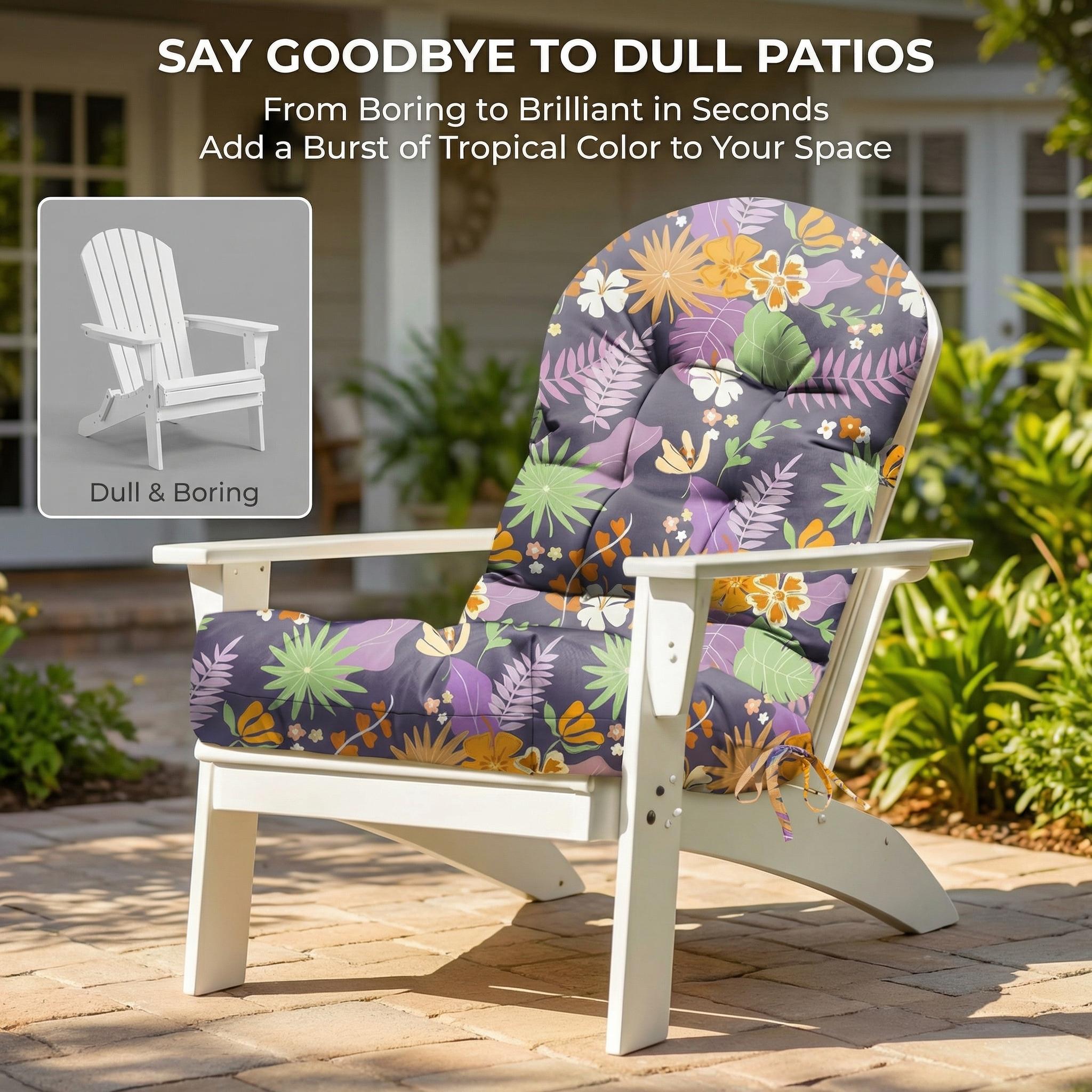 Outdoor Chaise Lounge Chair Cushion Waterproof 66 x 21 x 4 Inches Cotton Zero Gravity Chair Cushions with Ties, Soft Thickened Lounge Chair Cushions for Indoor Outdoor Furniture (Purple Flower Leaf)