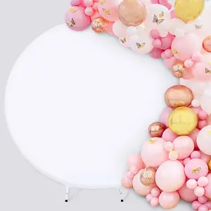 White Round Backdrop Cover 7.2ft Circle Arch Backdrop Wedding Photo Photography Background Baby Bridal Shower Wall Decorations Banners Hand