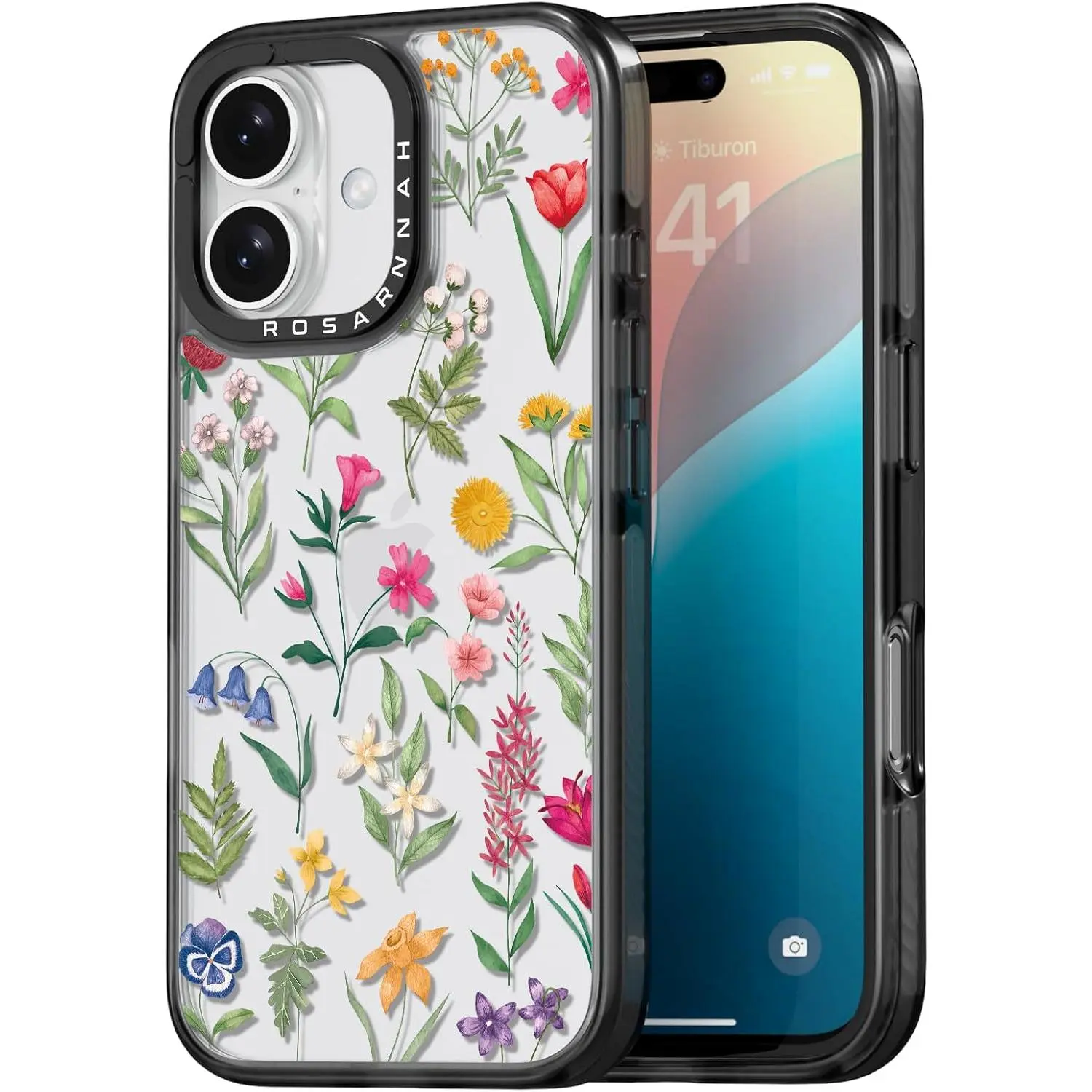 Compatible for iPhone 16 Case Cute - Durable Shockproof 6.6 ft Drop Impact Phone Case - Black Funny Nature Flower Design for iPhone 16 6.1" Compatible for iPhone 16 Case Cute - Durable Shockproof 6.6 ft Drop Impact Phone Case - Black Funny Nature Flower Design for iPhone 16 6.1"