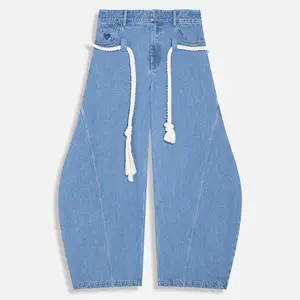 Aelfric Eden Baggy Barrel Jeans Wide Leg Pants for Women Men Casual Elastic Waist Lantern Unisex Streetwear Y2K Denim Jeans