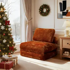 POUUIN 36-in Corduroy Modern Foldable 3-in-1 Convertible Sofa Chair Bed - Sleeper with Pillow & Lumbar Support, Portable Mattress for Small Spaces & On-the-Go, No Assembly Required