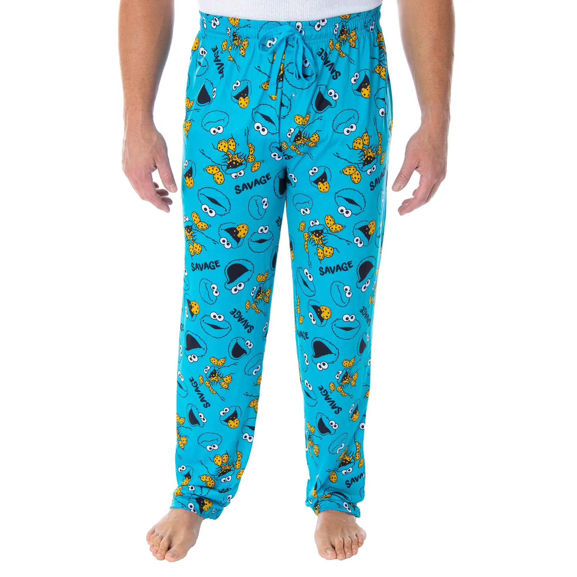 Sesame Street Men's Cookie Monster Savage Sleep Lounge Pajama Pants, Smooth, Women, Spandex, Fabric