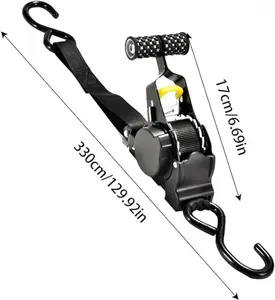 Auto-Retractable Ratchet Tie Down Straps – 1500 lb Capacity, 1” x 10’ Heavy Duty Cargo Straps with Padded Handles, Durable Hooks & Soft Loops for Trucks, Motorcycles, Kayaks, ATVs & Moving