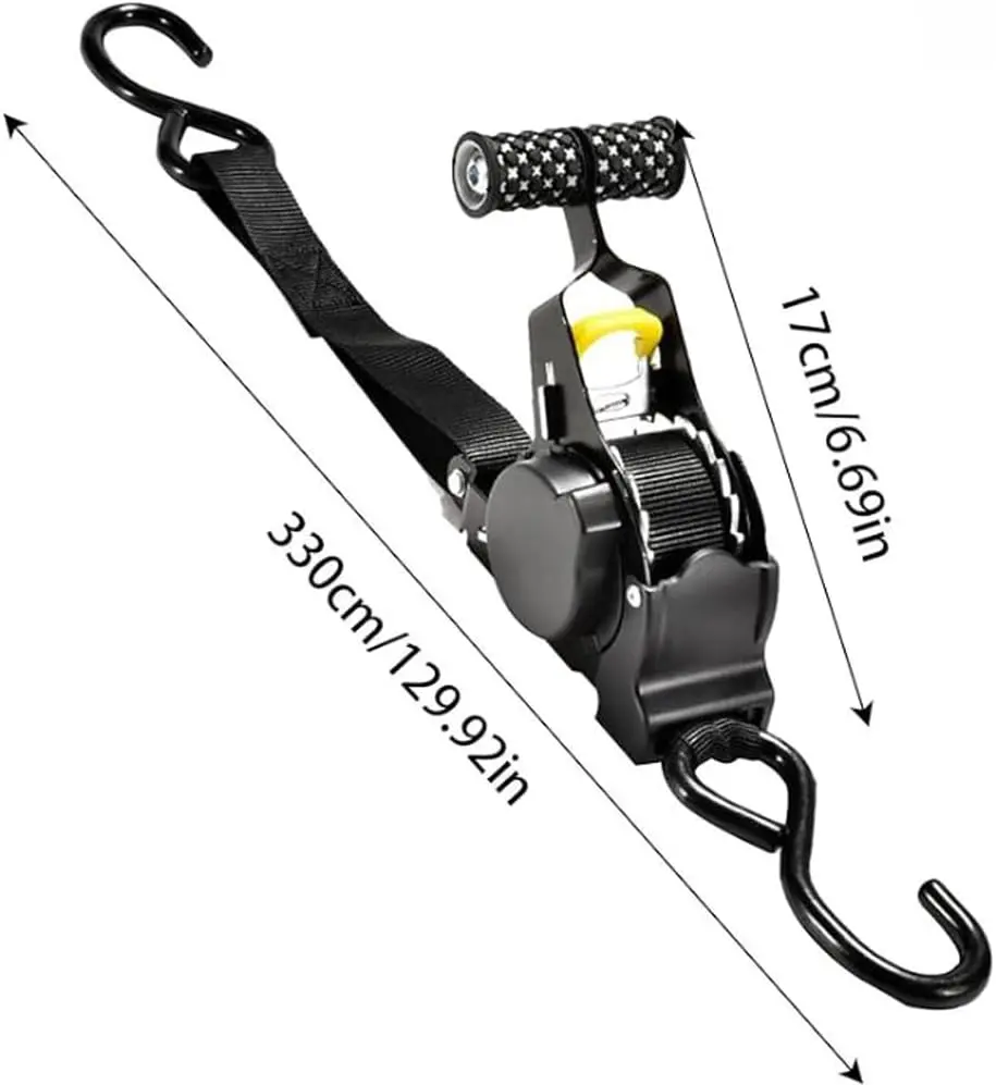 Auto-Retractable Ratchet Tie Down Straps – 1500 lb Capacity,Last 2 items,, 1” x 10’ Heavy Duty Cargo Straps with Padded Handles, Durable Hooks & Soft Loops for Trucks, Motorcycles, Kayaks, ATVs & Moving