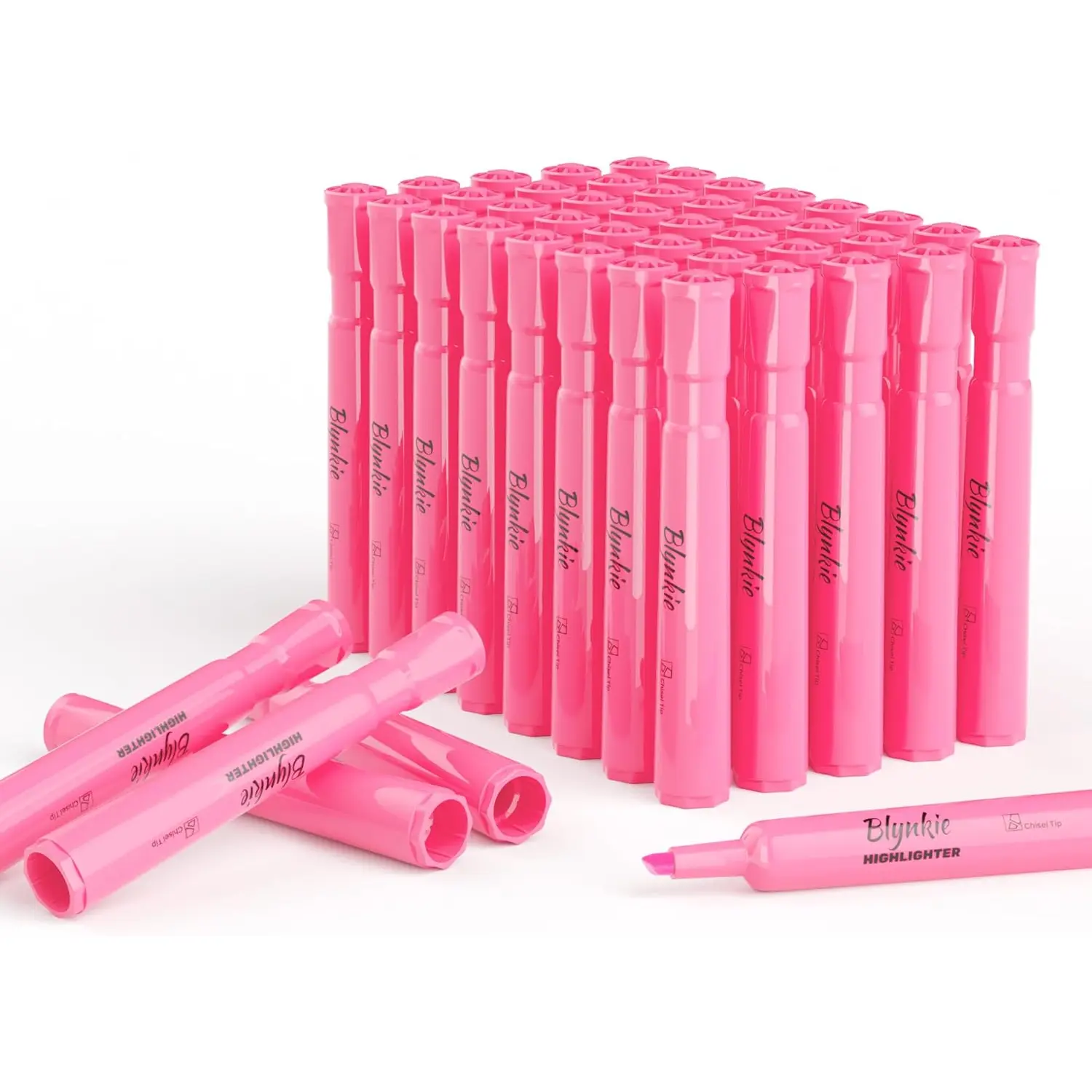 Highlighters Bulk 40 Pack of Pink Tank Style Chisel Tip Highlighters Set for Kid and Adult Coloring Highlighting for Classroom Office School Supplies and Shop Short Style.