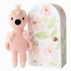 cuddle+kind Tiny Penelope the flamingo 6" hand-knit doll - 1 doll = 10 meals, fair trade, heirloom quality, handcrafted in Peru, 100% cotton yarn