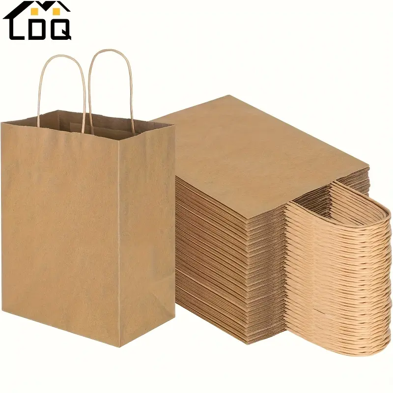 30pcs/ 20pcs/ 10pcs Brown Kraft Paper Bags with Handles, for Gifts, Favors, Grocery, Retail, Parties, Birthdays, Shopping, Business, and Craft Merchandise Take Out Sacks, Craft Supplies, Gift Packaging Bags, Gift Wrapping Supplies