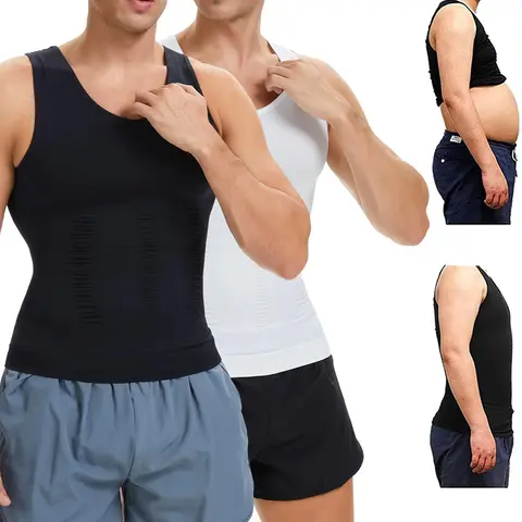 Men's Tighter Fit V-Neck Mesh Compression Tank Top - Body Shaping Undershirt, Breathable, Lightweight, Soft, Stretchy Shapewear for Gym, Casual Use
