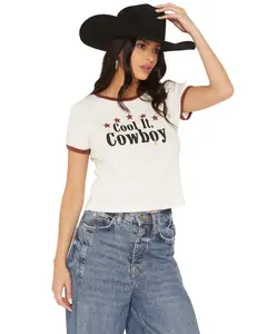 Blended Women's Cool It Short Sleeve Graphic Ringer Tee - Dqw81s2-786Dbb