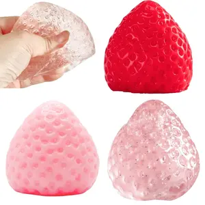 Creative Strawberry Ball Stress Relief Toy, Cute Fruit Squeeze Toy for Kids and Adults, Fun and Relaxing Fidget Toy for All Ages, Fun Stress Relief Decompression Squeeze Toy, Stress Ball Without Net