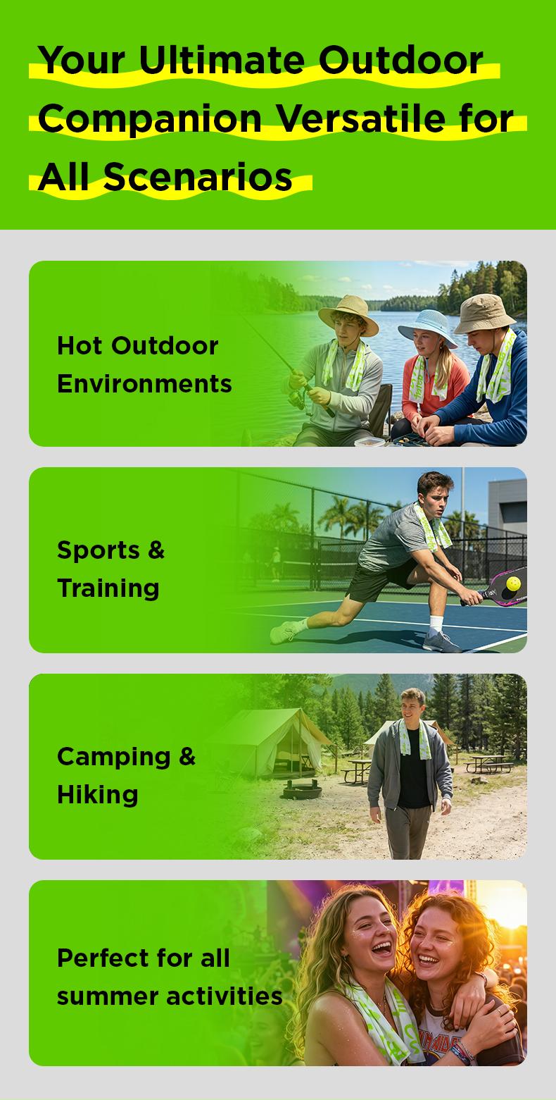 [Summer Launch Special] CoolRush Towel for Hot Weather –Instant & Long-Lasting Cooling for Outdoor Performance, No Rinse Large Cooling Body Wipe, Must Have for Summer Travel, Cruise, Concert, Rave, Lake, Gardening & Daily Use
