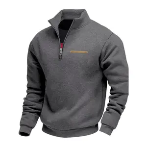 Men's Half - Zip Pullover with Contrast Zipper & Pocket - Stand - Up Collar, Ribbed Cuffs & Hem, Classic Fit. Perfect for Transitioning from Casual Daily Errands to Light Outdoor Adventures. Elevate Your Wardrobe with Subtle Contrast Details.Gift