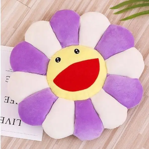 MIUVA SmileFace Flower Plush Pillow Sunflower Design Soft Comfortable 16.5in Diameter Colorful Cushion for Home Bedroom Shop Restaurant Decor | Deals For You, Mid Year Sale, Restock, Summer Wins
