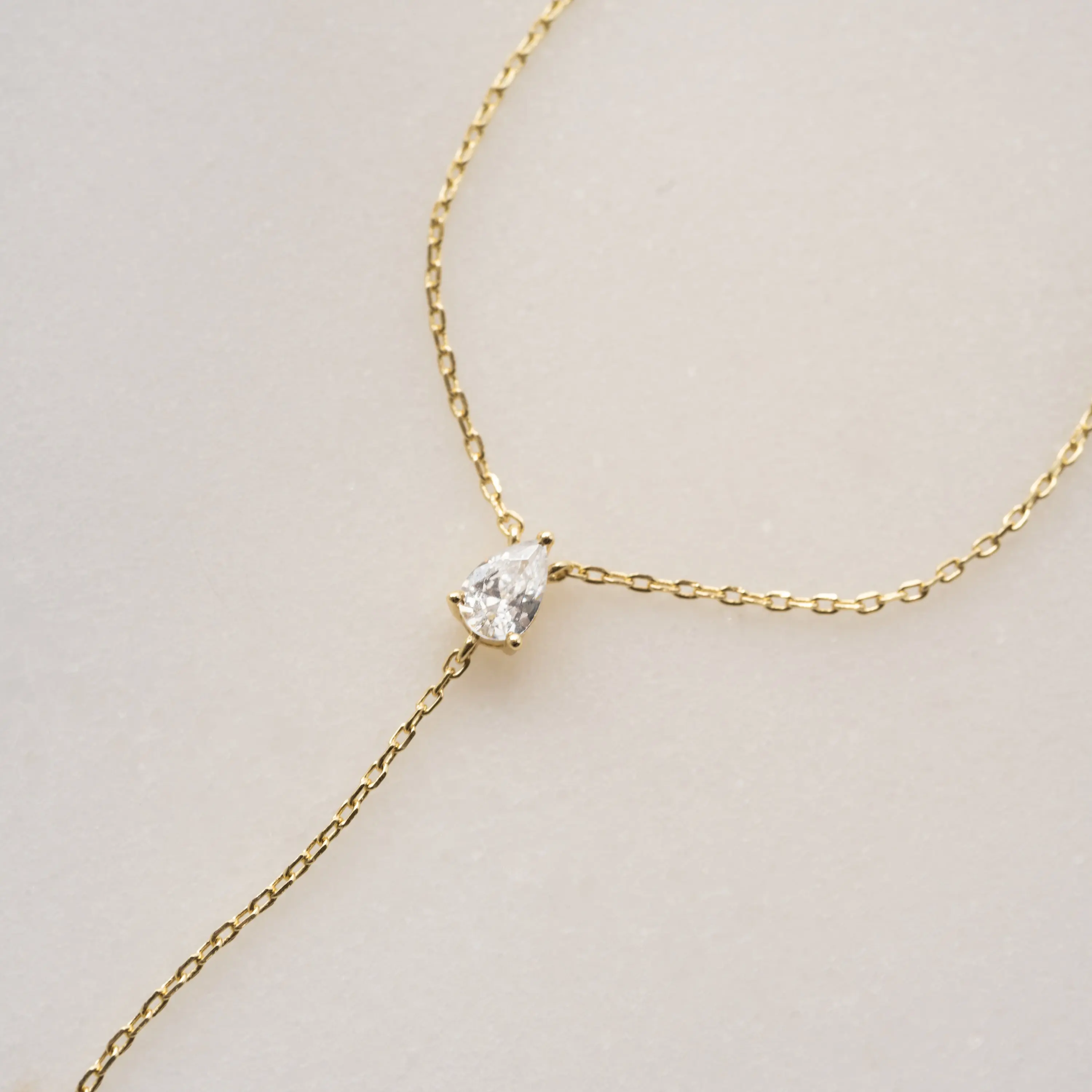 Sami Jewels Silver Pear Lariat Necklace for Women, 16" Adjustable Chain, 925 Sterling Silver, Dainty Diamond Necklace, Sterling Silver Minimalist Necklace, Gold Plated Necklace, Diamond Necklace