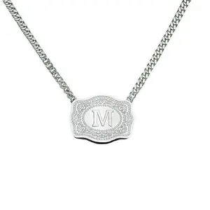 New 26 English Letters Belt Buckle Necklace Embossed Copper Necklace Belt Buckle Shape Necklace In Stock