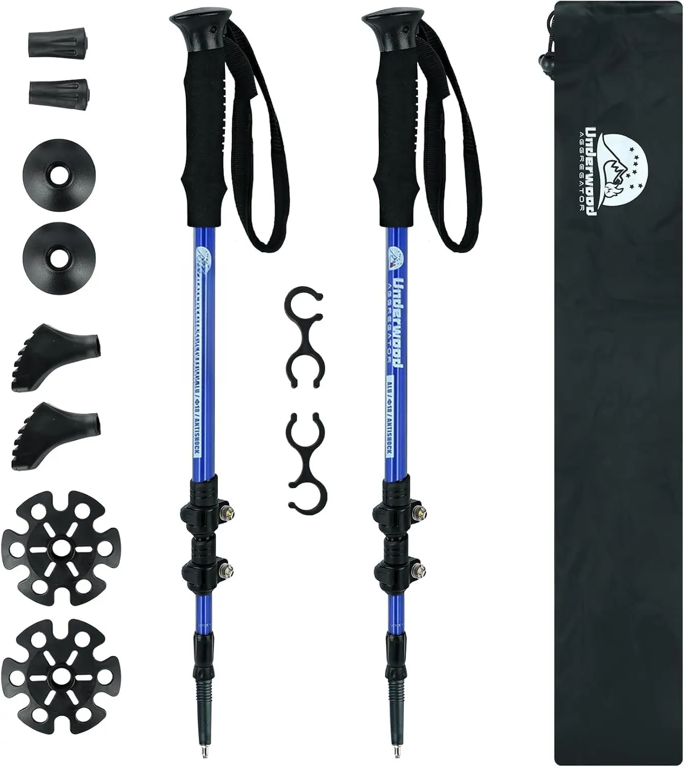 Trekking Poles Collapsible Hiking Poles - 2 Pack Adjustable Aluminum Hiking Sticks, Lightweight Walking Sticks for Women, Men, Seniors, , Walking Poles for Backpacking by