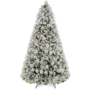 9 foot pre lit snow flocked fraser fir christmas tree 750 warm clear lights 2387 branch tips sturdy metal stand home office holiday decor