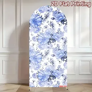 Blue and White Floral Arch Background Cover for Custom Double-Sided Kids Birthday Party Decor Baby Shower Wedding Photography Backdrop