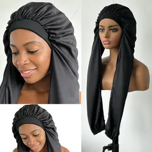 Bonnet for Sleeping 2 in 1 Long Braids   Protection Breathable Water Resistant Wigcap Haircare Black