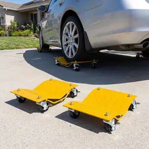 Heavy Duty Car Wheel Dollies Set of 4, 6000 Lbs Total Capacity V-Shaped Tire Dolly, 360° Swivel Locking Casters Carbon Steel Vehicle Dolly for Garage, Workshop, Car Moving