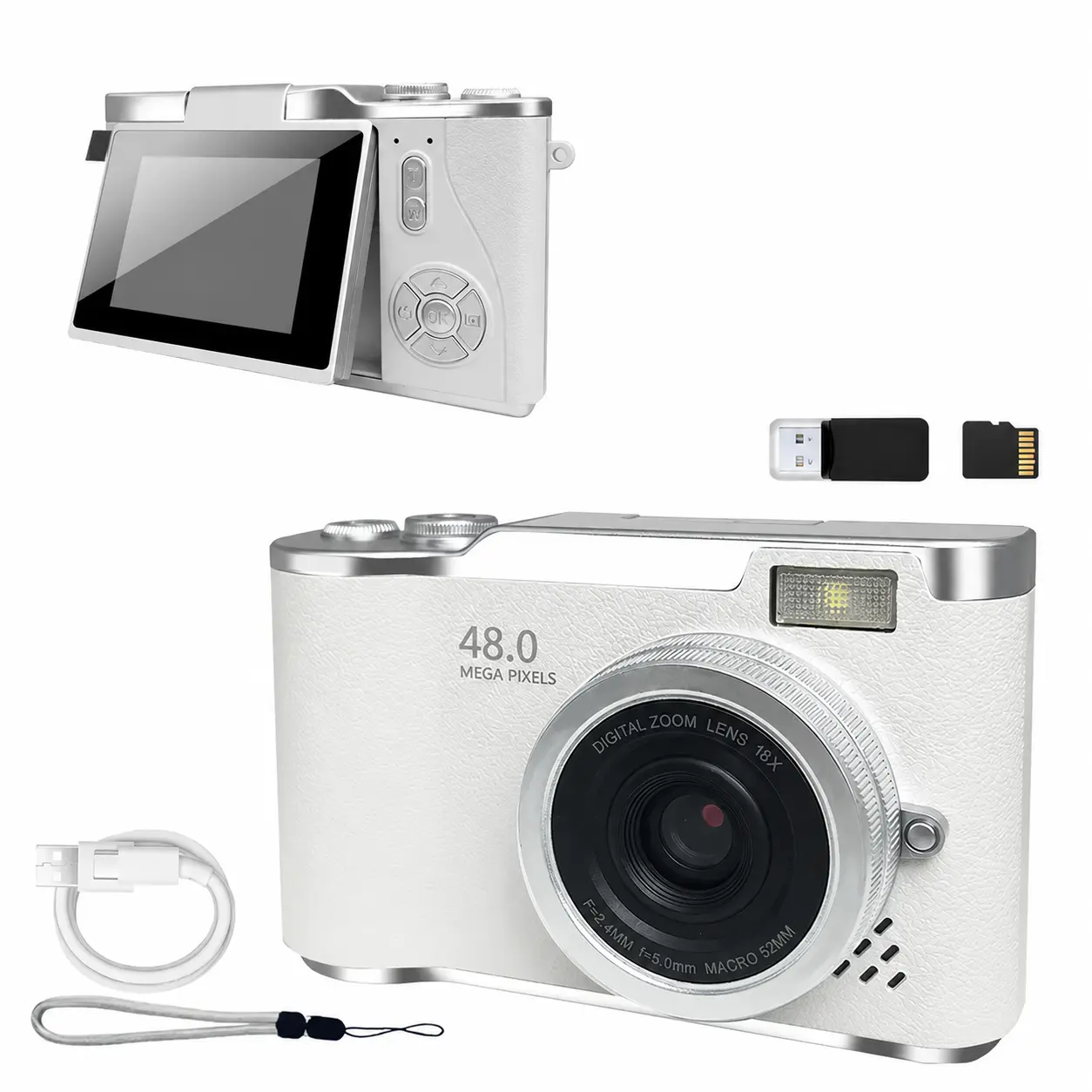 Digital Camera with CMOS Sensor, student-friendly, foldable screen, built-in filters and games, pocket camera, includes memory card #GlobalSelection Popular Products