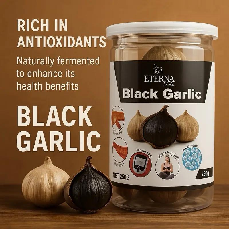 Black Garlic Ajo Negro Organic 250g USDA Certitied, Non GMO, Vegan, Gluten Free, Antioxidant Healthcare Dietary Edible Supplement Vitamin Fitness Opti