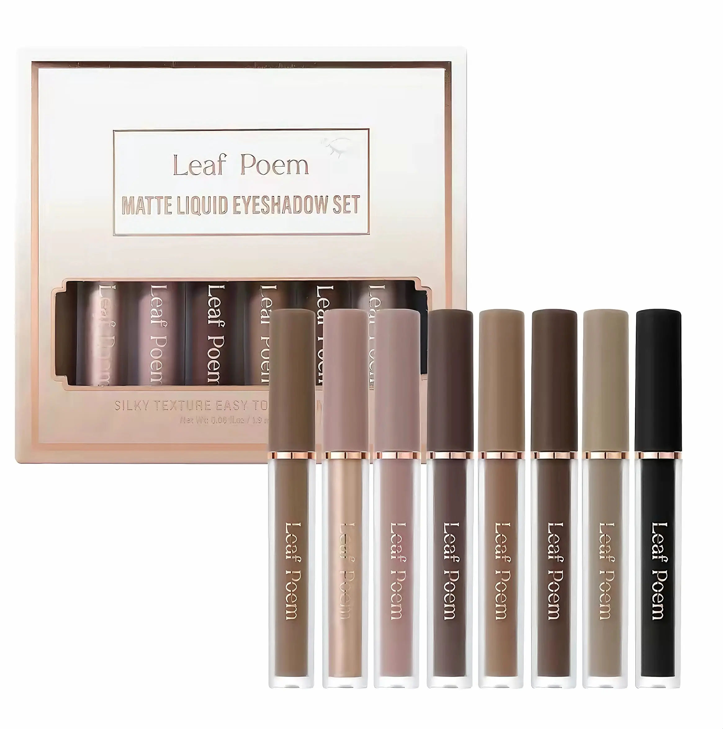 8pcs Matte & Shimmer Liquid Eyeshadow Cosmetic Set - Neutral Naked, Buildable, Blendable, Waterproof, Long-Lasting, Lightweight, Smooth Vegan-Safe Beauty Products for Daily Eye Make-Up Enhancement