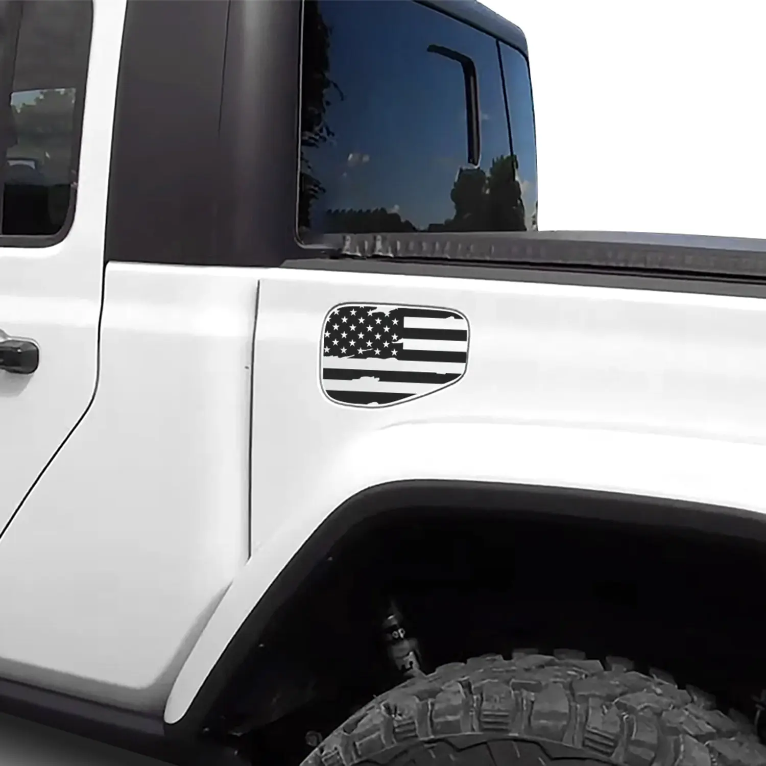 American Flag Window Decal for Jeep Gladiator JT 2020-2026 – Precut Matte Black Vinyl
