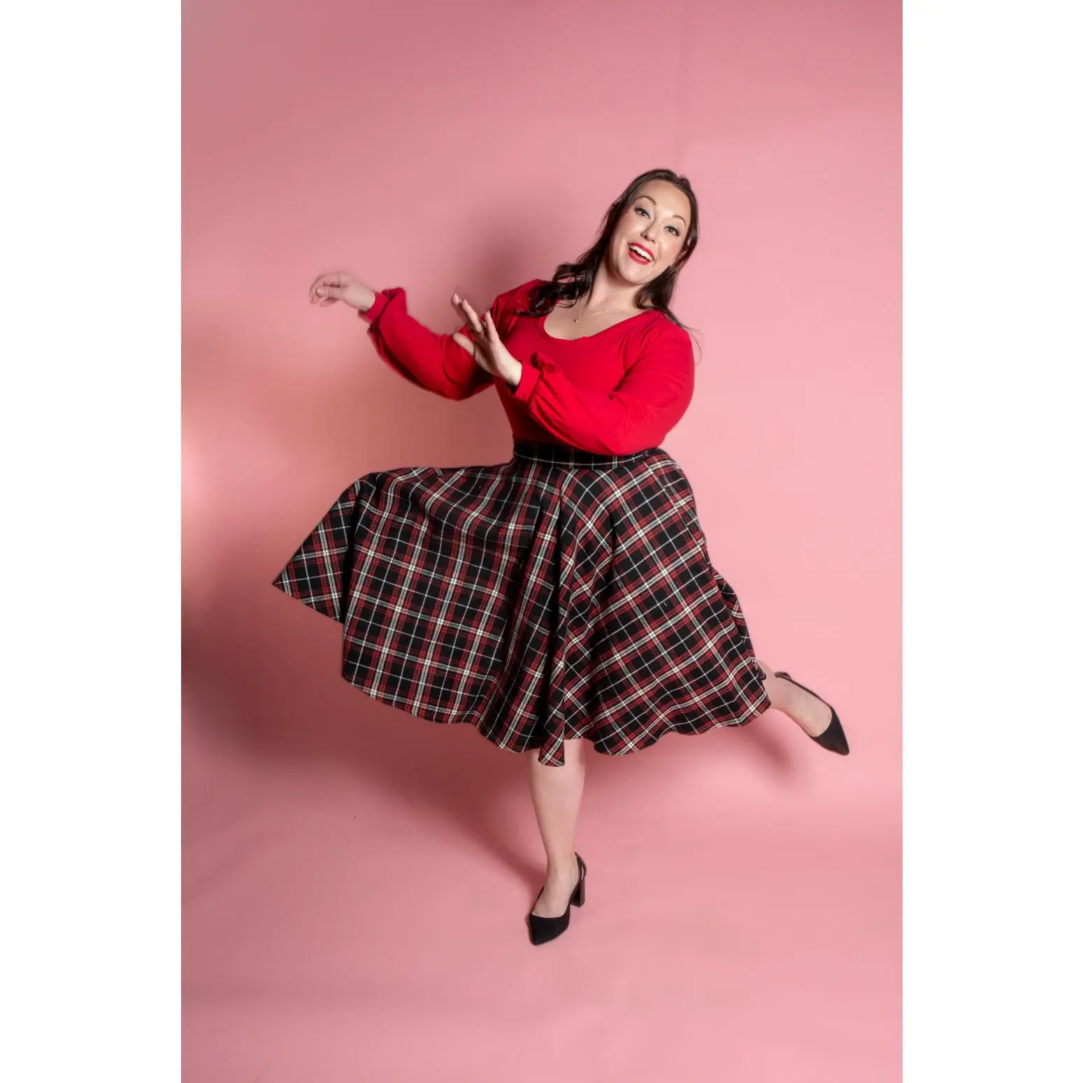 Haute Circle Skirt - Flannel, Black Plaid