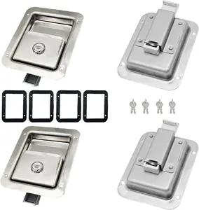 4 Pack Stainless Door Lock Heavy Duty Flush Mount Handle Latch for Trailer Toolbox RV Handle Latch with Gasket