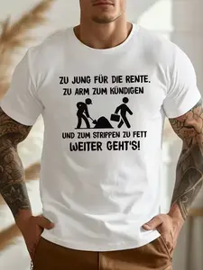 T-Shirt Lustiger Spruch Zu Jung Für Rente Bauarbeiter Büroangestellte Silhouette Grafik Crewneck Kurzarm Baumwolle Casual Tee