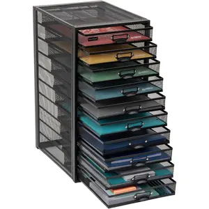 Mind Reader File Storage Drawers, Desk Organizer, MultiPurpose, Crafts, Office, Metal Mesh, 10.75"L x 14"W x 21.25"H, Black
