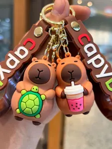 Creative Cute Capybara Keychain, Adorable Turtle Holder, 3D Figurine Bag Charm, Stylish Accessory for Keys & Bags
