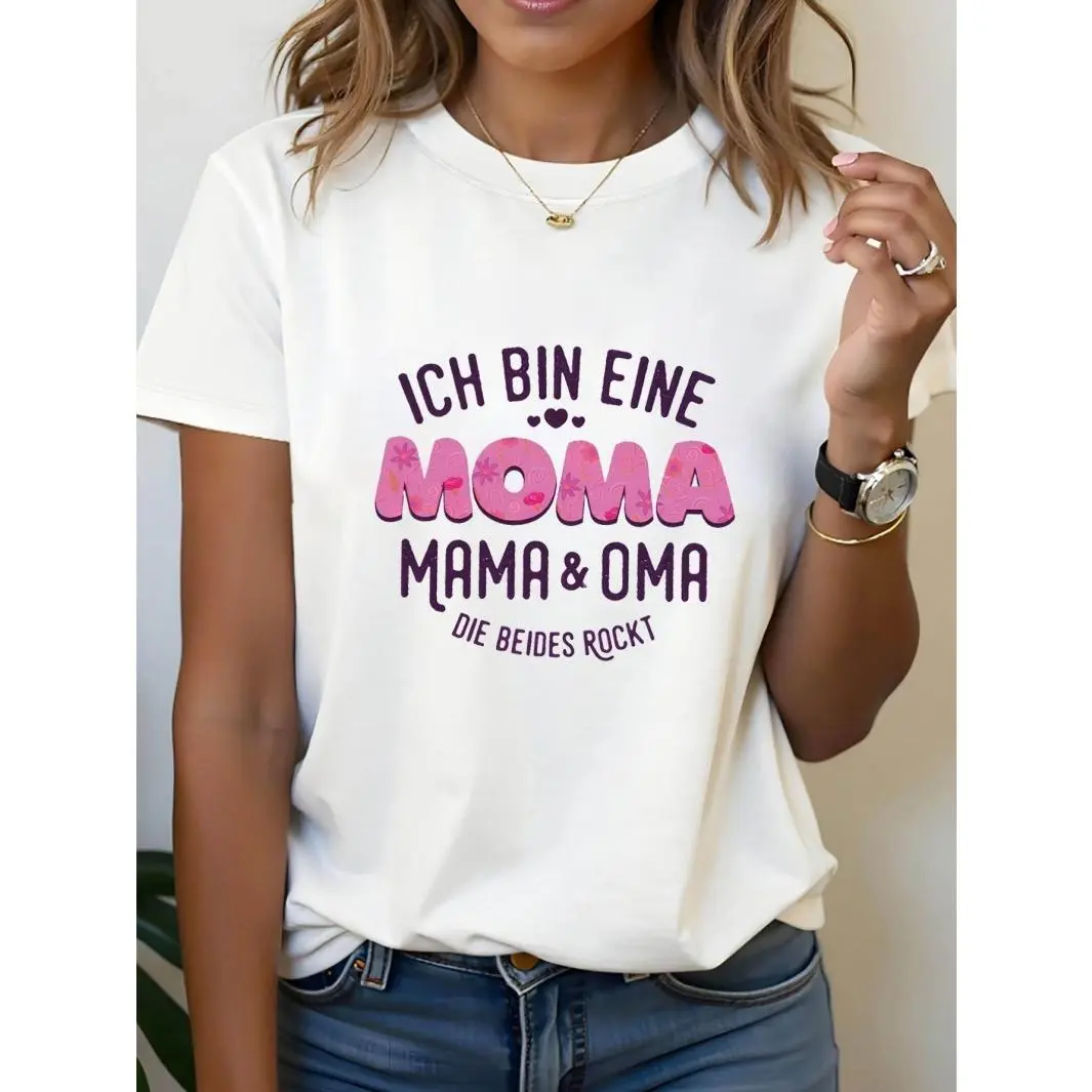 Ich Bin Eine Moma Mama And Oma Graphic Tee Women Funny German Quote T Shirt Soft Casual Crewneck Short Sleeve Trendy Everyday Outfit Gift For Mom Grandma