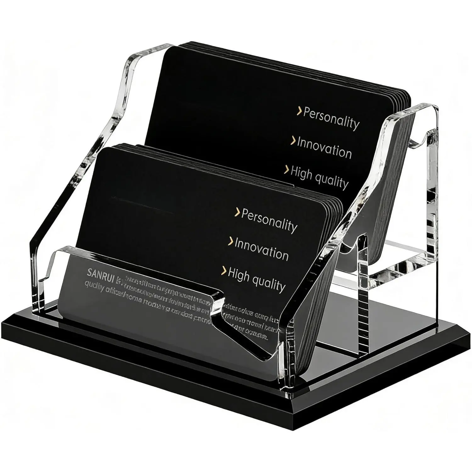 Business Card Holder - 8MM Thick Widened Base, 2-Slot Business Card Display for Desk , Fits 3.5x2 Inch Cards, Versatile for Office//Trade Shows