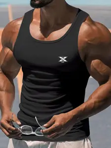Men's Plus Size Gym Vest, Sweat Vest, Casual Sport Round Neck Tank Top, Breathable Fabric for Exercise, Comfort Fit for Gym and Daily Wear