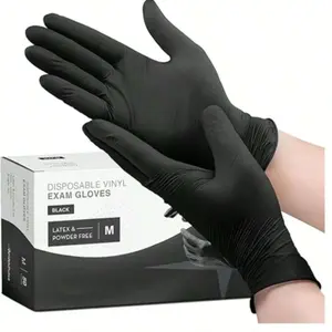 Nitrile Disposable Gloves-Latex Free, Non Rubber Gloves For Cleaning, Cooking, Food Prepping, Professional Protective Gloves(Black/5 Mil/100-Ct Box)