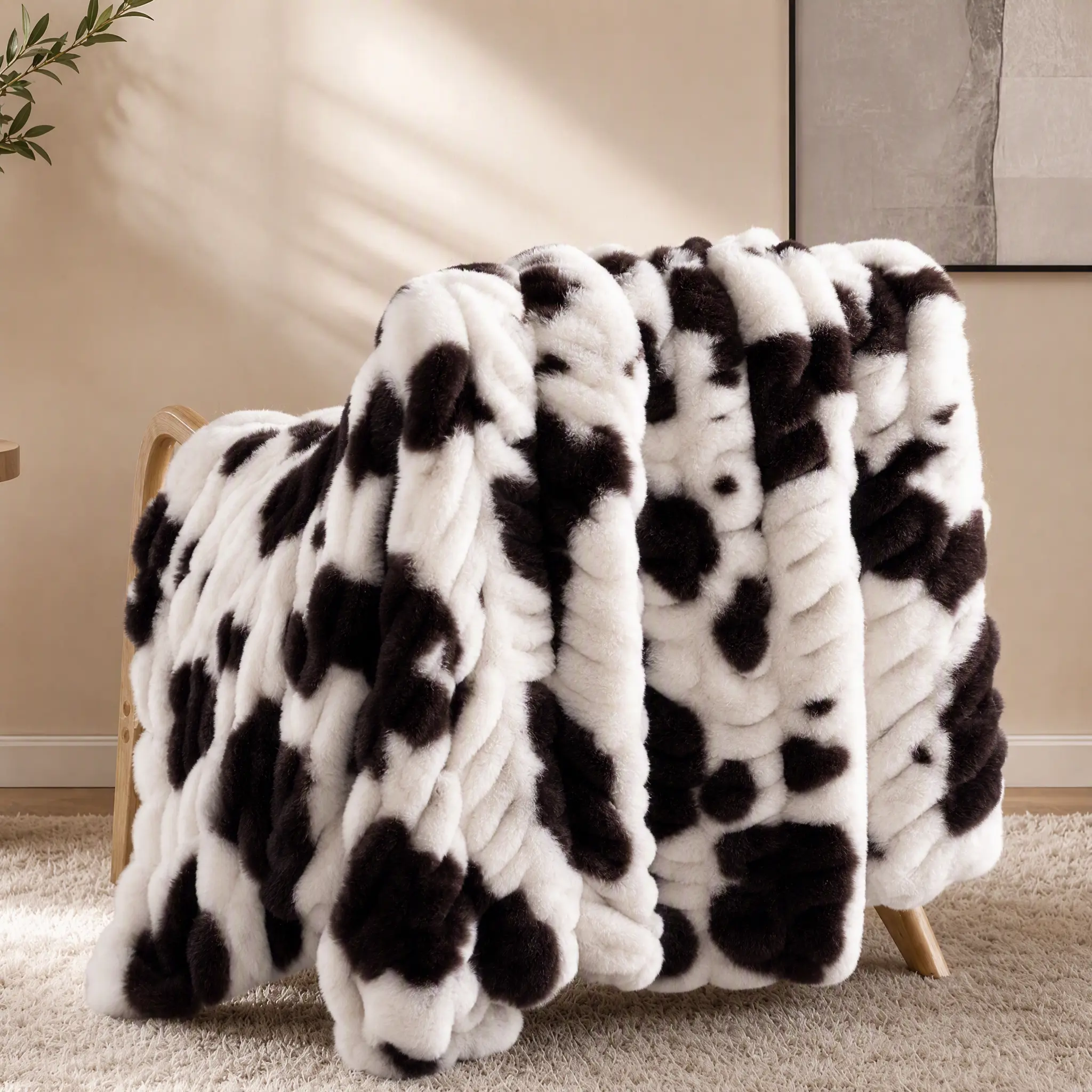 Cosybay Cow Print Throw Blanket & Twin Blanket, Soft Luxury Faux Rabbit Fur Mink Plush Throw for Couch, Sofa and Bed, Fluffy Fuzzy Cozy Blanket Cow leopart print, Machine washable, Home Decor, Homegoods, Cozyvibes #tiktokshopbacktoschool #halloweenfinds