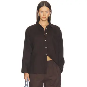 DONNI. The Linen Relaxed Shirt in Espresso