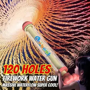 Pull-out fireworks water gun, squirt gun, water blaster for water fights, summer beach water play, rotating fireworks water pump