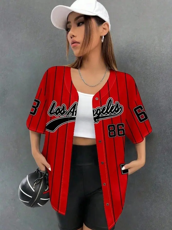 Women Loose Open Front Short Sleeve Shirt Baseball Jacket, Suitable For Summer,Summer Top