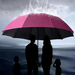 Enhanced, reinforced multifunctional double umbrella for two people with 12 ribs, windproof and waterproof; diameter: 124 cm—essential for heavy rain.