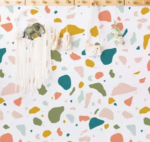 Terrazzo Wall Decals Stones Sticker Multi colored Kids  Nursery Decor Bathroom Kitchen, LF439
