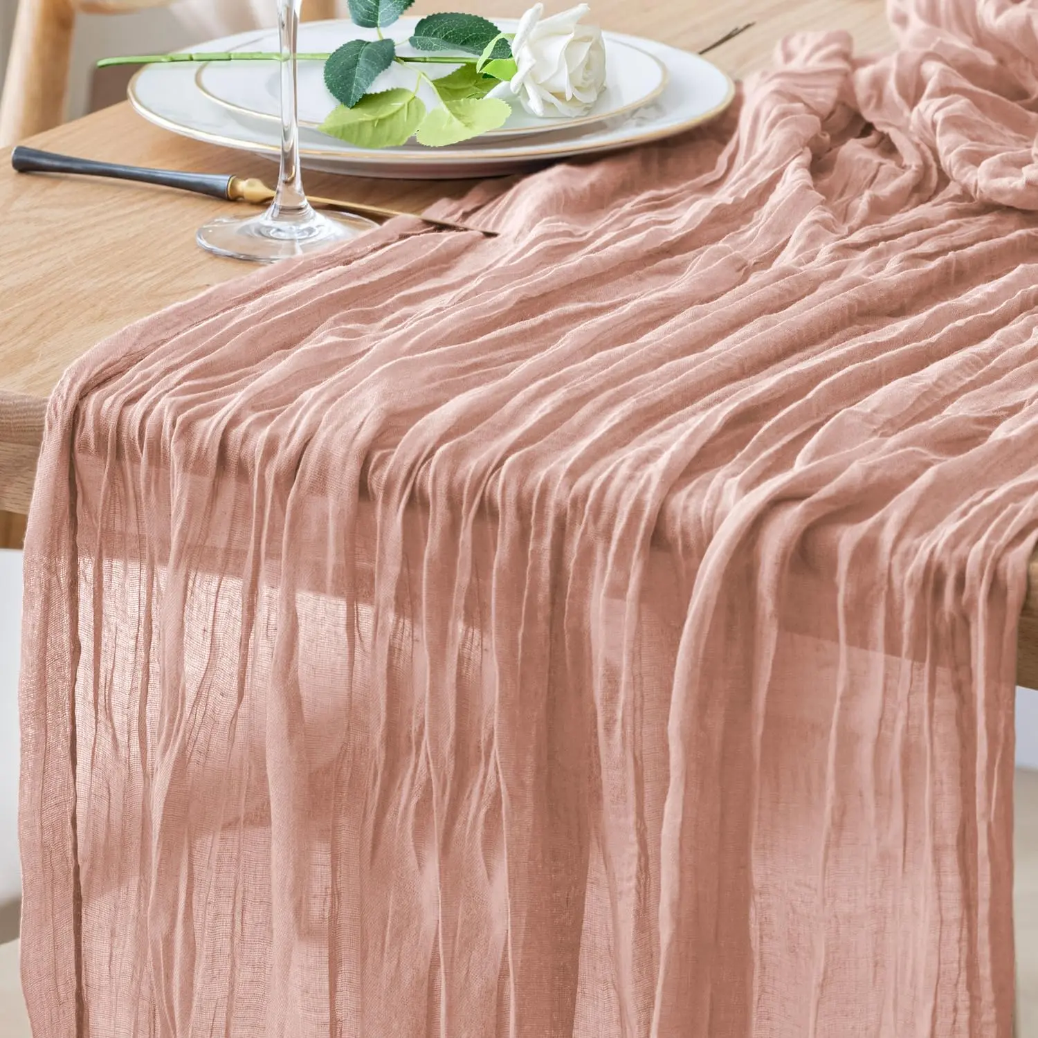 [1/2/4/6/10/12 Pack] 10Ft Cheesecloth Table Runner Rustic Gauze Table Runner Romantic Long Sheer Fabric Cheese Cloth Table Runner for Wedding Party Bridal Baby Shower