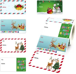 250 Pcs Christmas Gift Tags Self Adhesive Santa Wrapping Paper Holiday Decor - 2.95 x 1.6 Inch