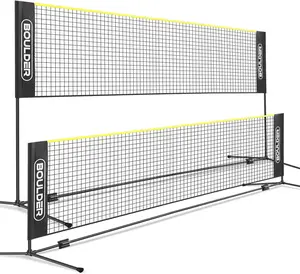 Boulder Badminton Pickleball Net - Adjustable Portable Net for Junior Tennis, Kids Volleyball & Soccer, and Backyard Games - Easy Setup Nylon Sports Net with Poles 10 ft/14ft/17ft/22ft Wide
