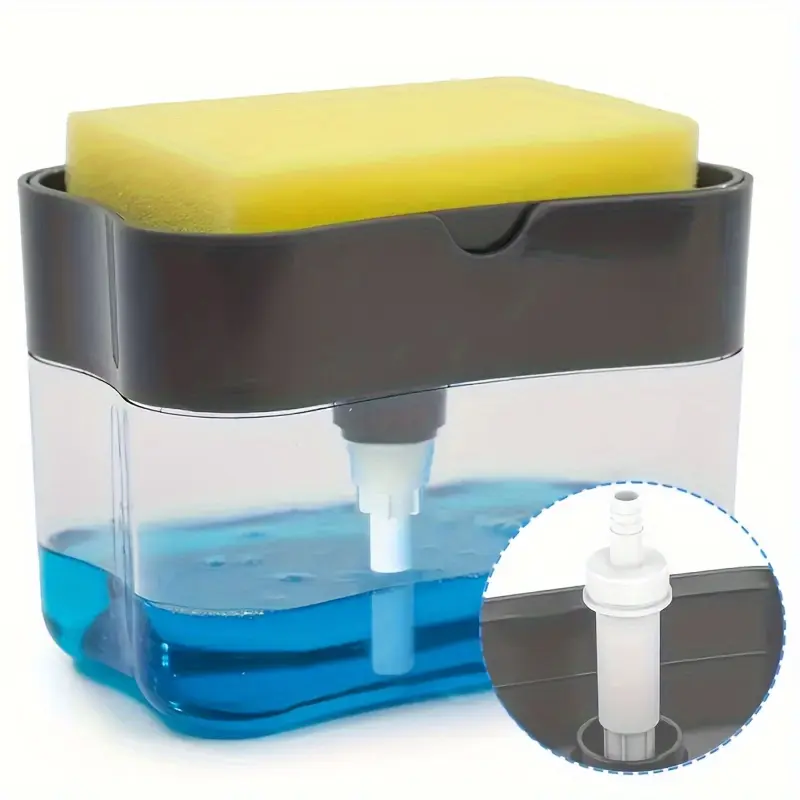 Automatic Kitchen Soap Dispenser, 1 Count Soap Dispenser with Sponge Holder, Soap Dispenser Box for Bathroom Kitchen Dining Room Dormitory, Soap Container