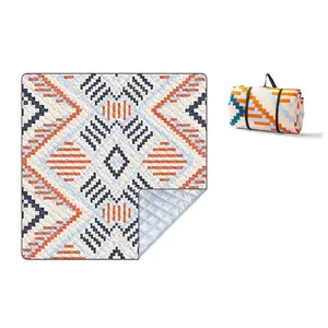 2 in 1 Extra Large Outdoor Picnic Blanket Waterproof Woven Boho Mat Giant Beach Towel Travel Essential Yoga Accessories Park Patio Lawn Garden Grass Ground Music Festival Concert Must Have