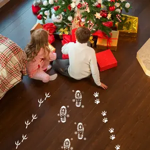 6pcs Wooden Christmas Stencils: Santa Claus, Animal Footprints and Snowflakes for Holiday Decoration, Christmas Party, Stencils for Party Decoration, Outdoor Christmas Set