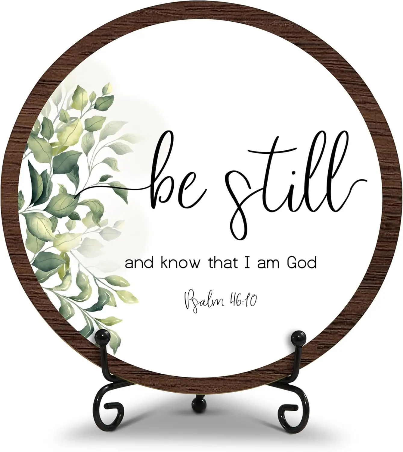 Round Wood Christian Desk Decor Sign with Bible Verses - Religious Inspirational Home Office Table Shelf Decor, Perfect Gift for Men and Women - A11 RYSMH